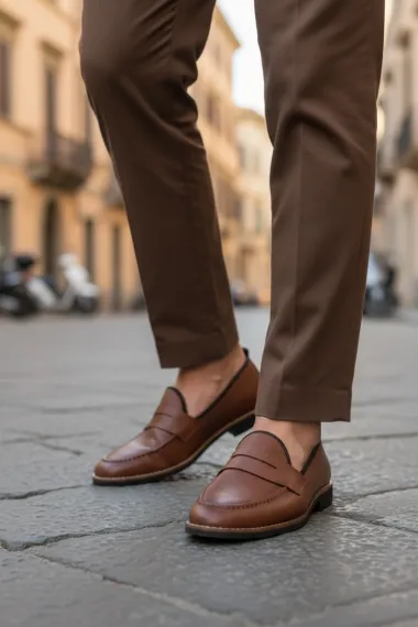 Mocasini barbati maro , tapla subtire, piele eco, comozi 12312 N16-4